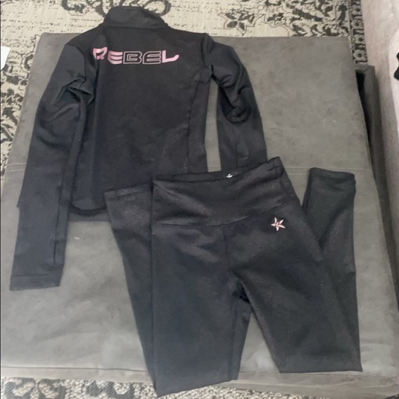 Other - REBEL Athletics cheer. Rose gold track suit.  YS